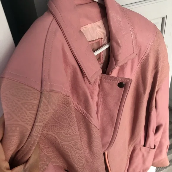 Pink Genuine Leather Jacket - Picture 7 of 7
